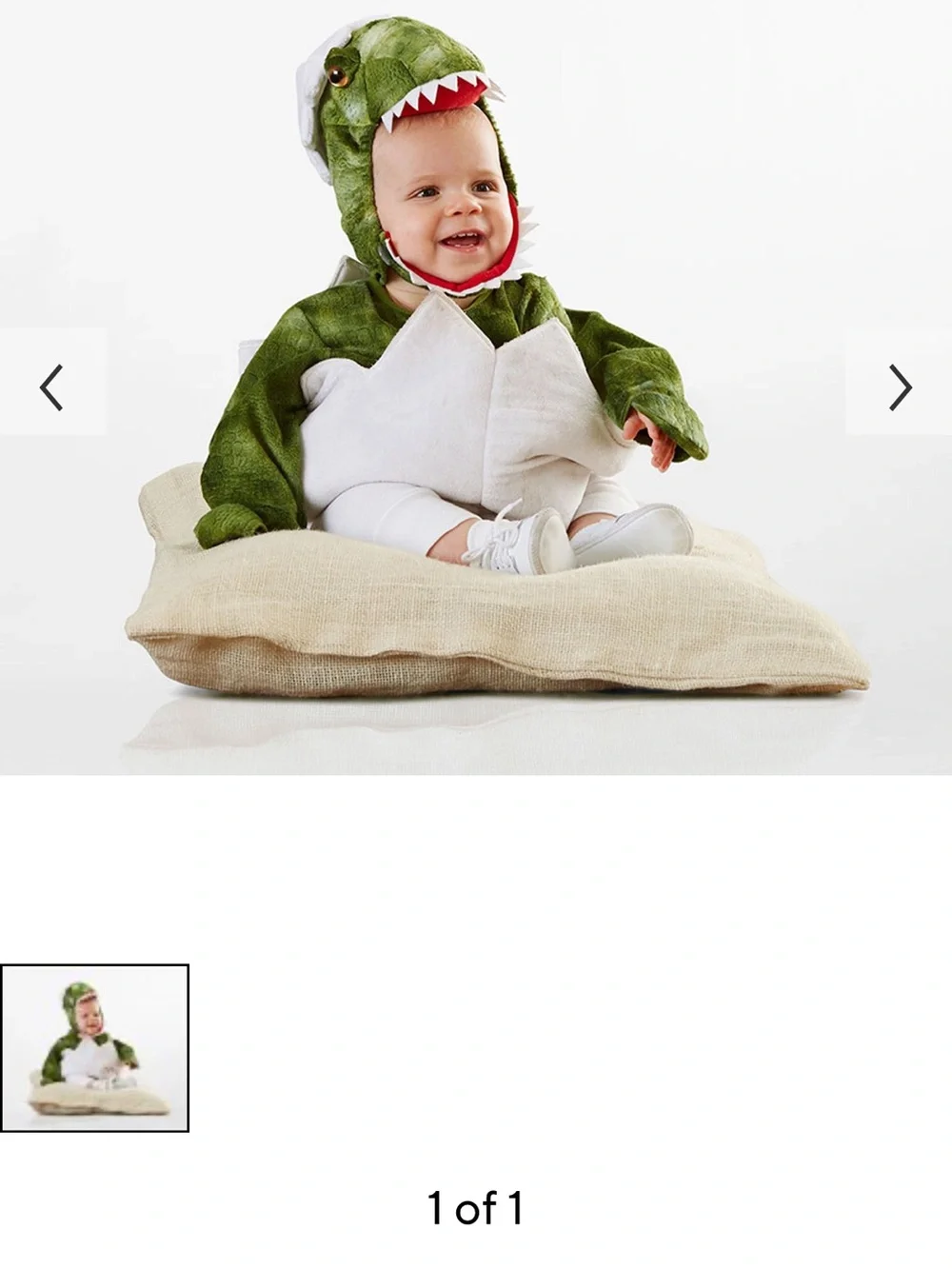 Pottery Barn Kids Green & White Baby Dino Costume Hoodie